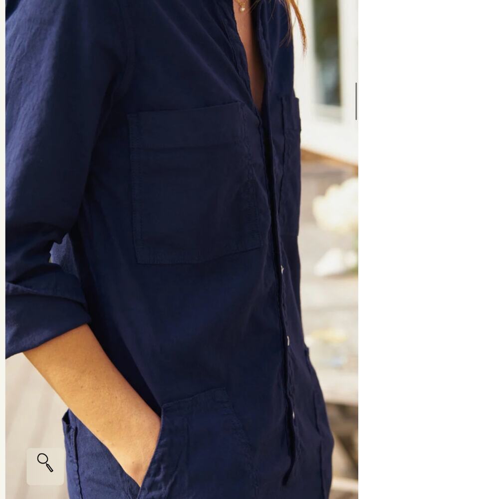 Frank & Eileen Ireland Linen Utility Dress Navy Italian Linen Size XS - Picture 2 of 10